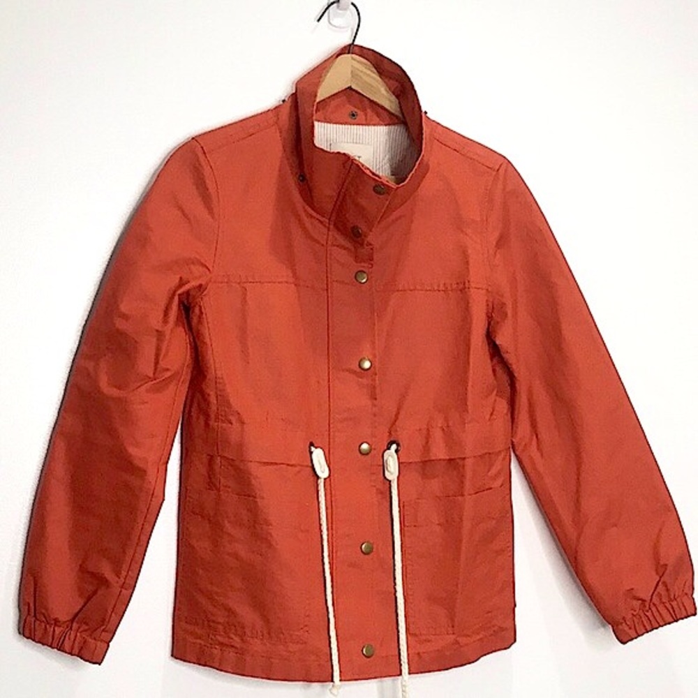 LOFT Jacket Pumpkin Orange Pull Strings nautical coastal womens size Small